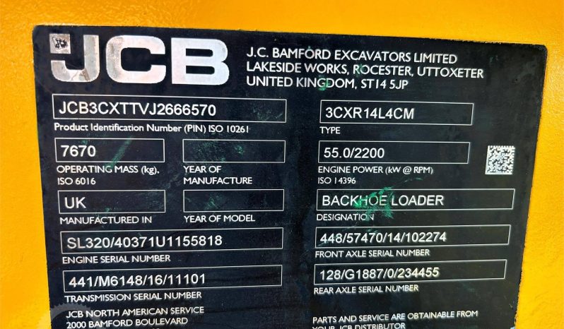 
								2018 JCB 3CX Backhoe Loader full									